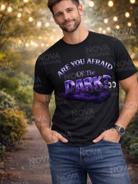 Are You Afraid of the Dark Shirt Halloween Graphic Tee Purple Spooky Horror Tee
